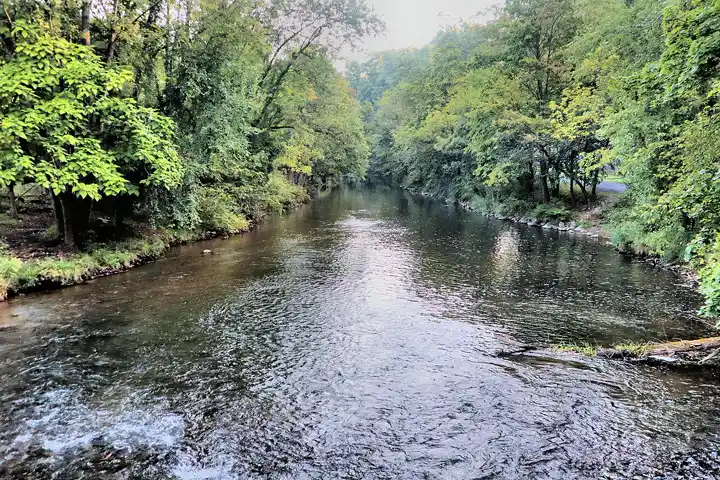Little Lehigh Creek in Lehigh Parkway, Allentown, photographed in 2022
